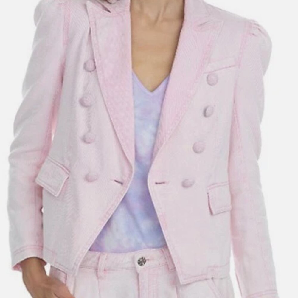 Generation Love Baby Pink Denim Double Breasted Blazer